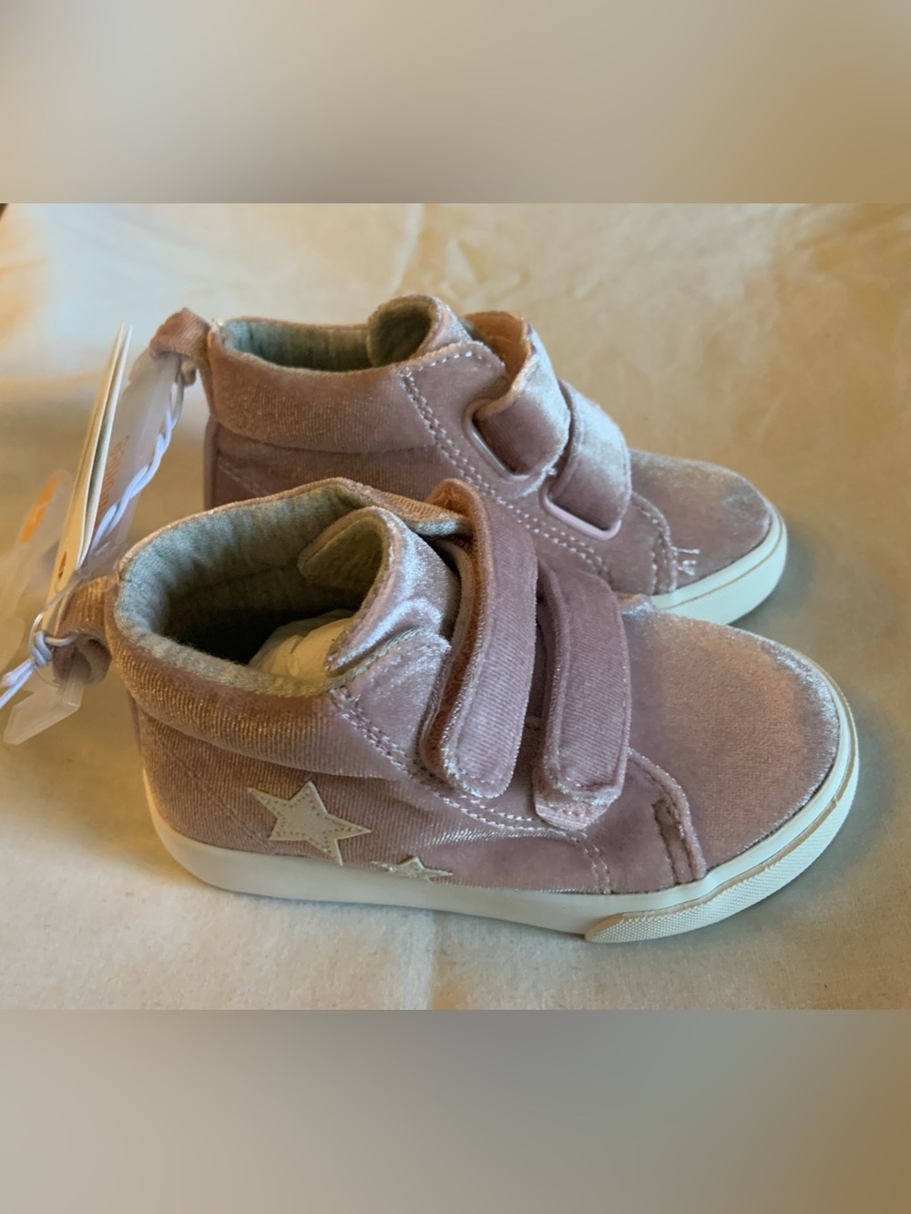 Gymboree Pink Rose Velvet High Top Stars Sneakers Size 6 NWT